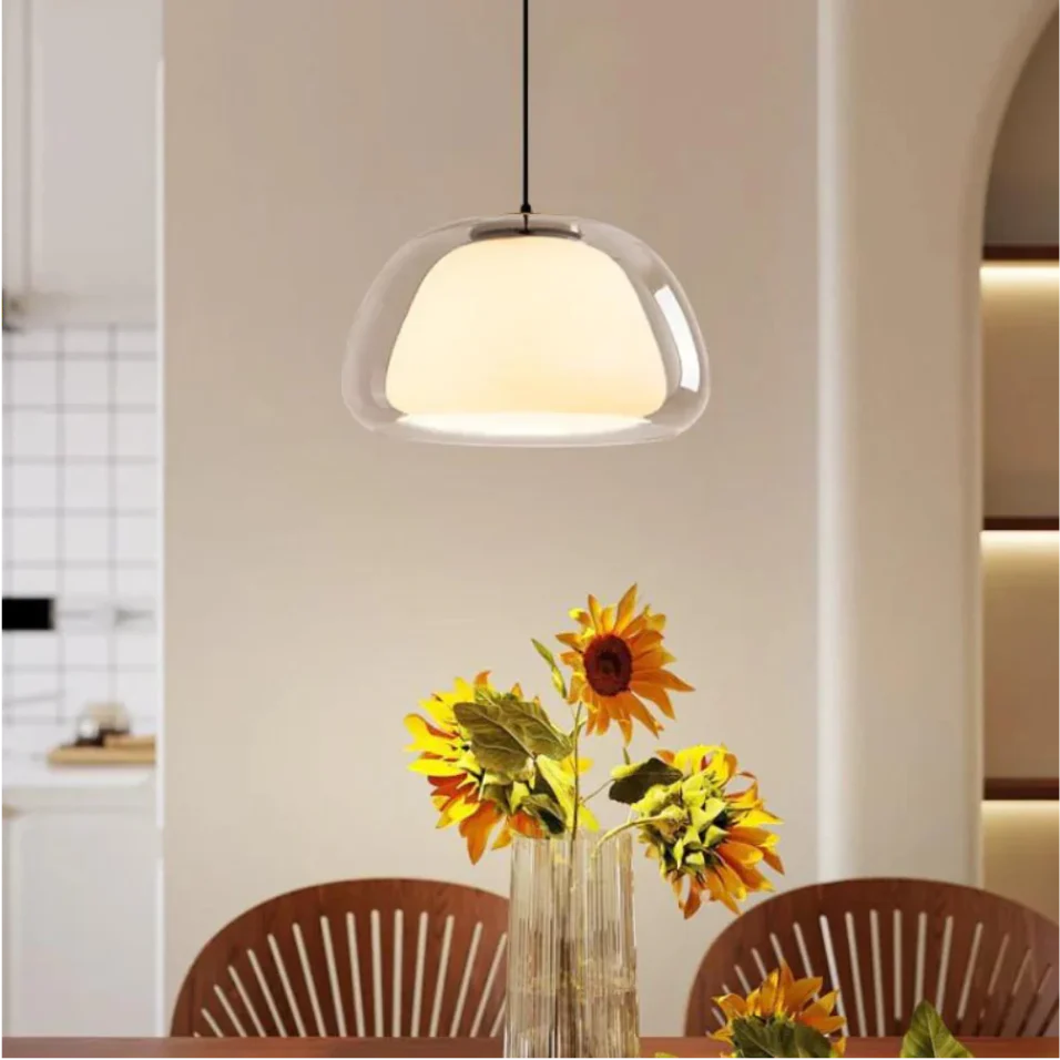 Pendant lamp with double glass jelly shaped shade - Image 3