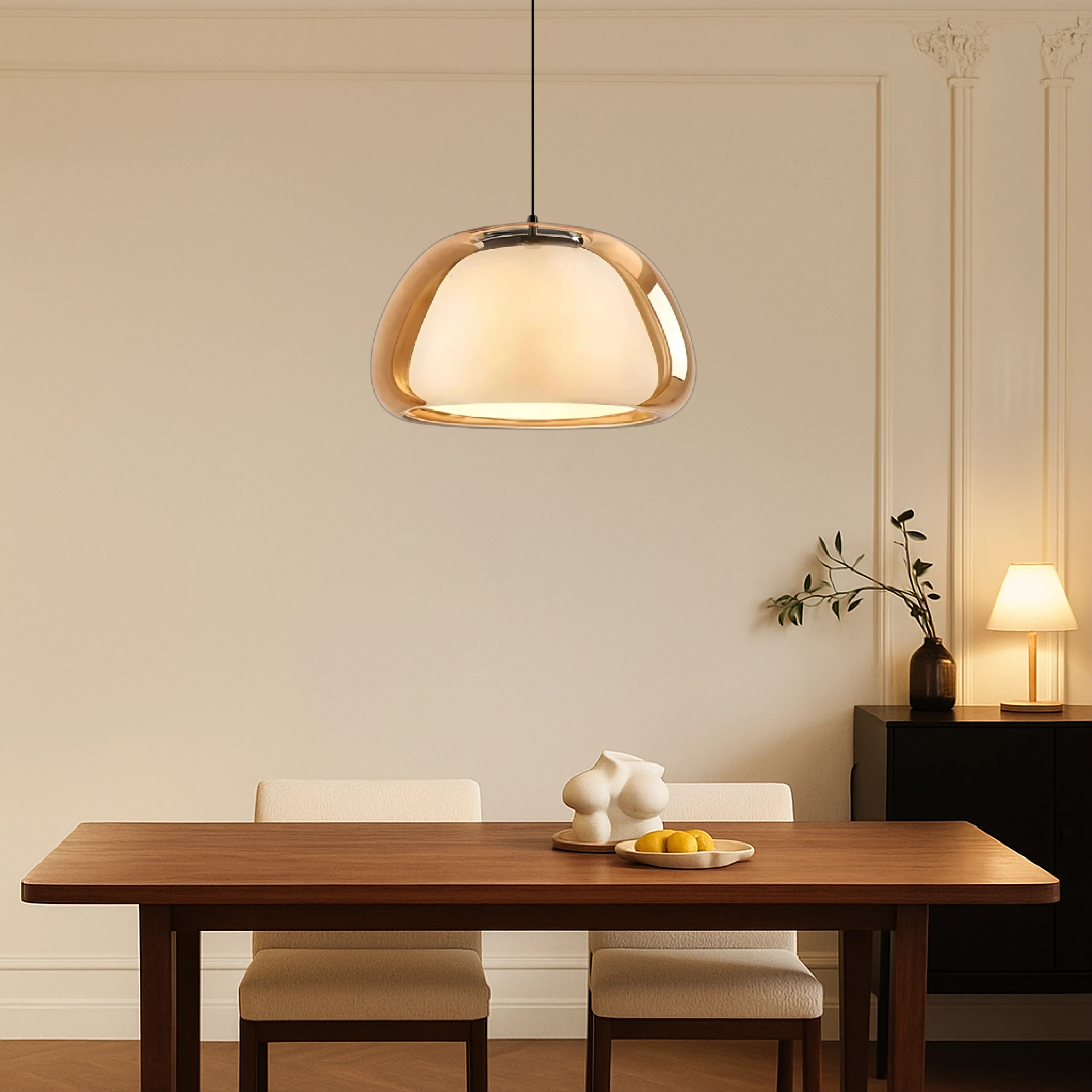 Pendant lamp with double glass jelly shaped shade - Image 4