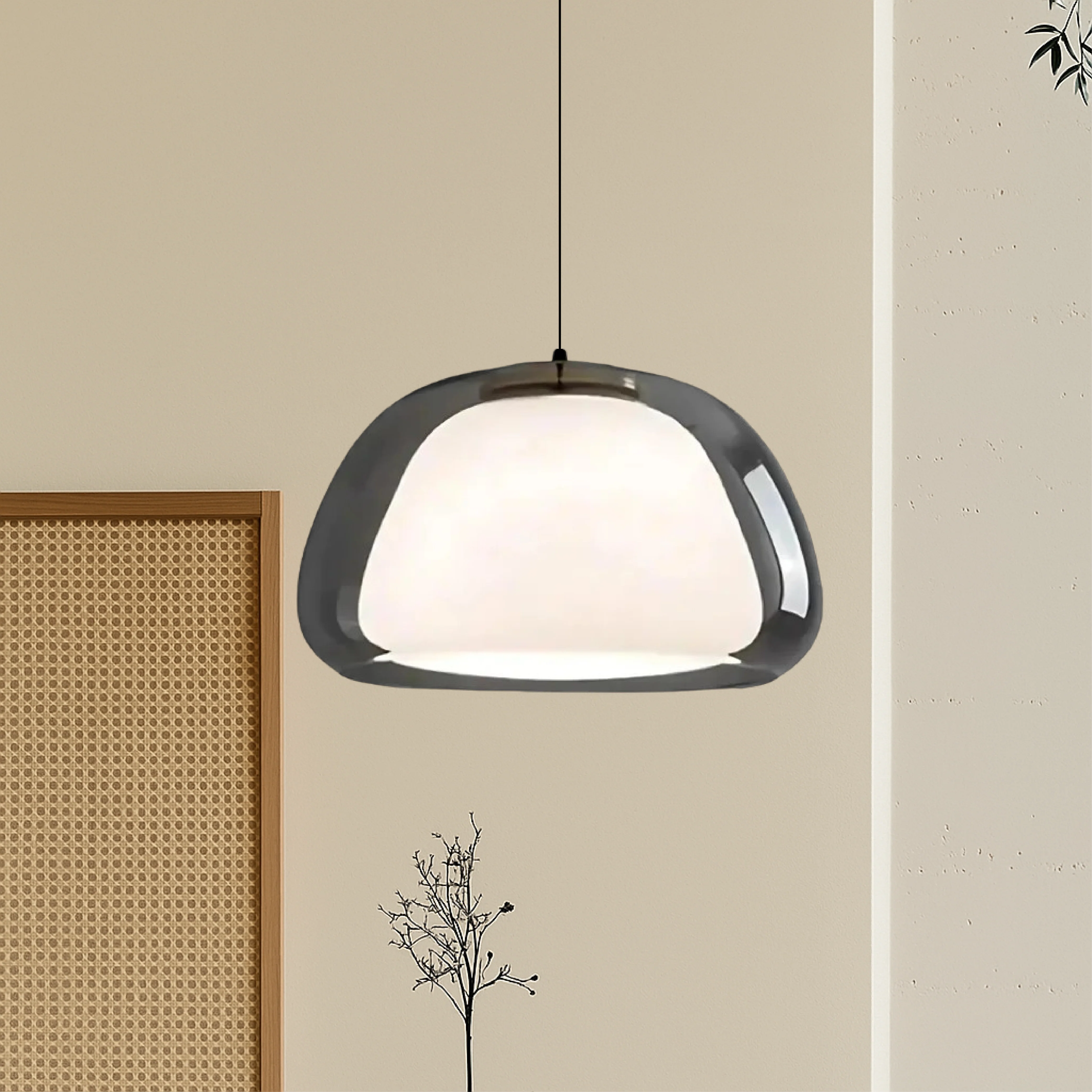 Pendant lamp with double glass jelly shaped shade - Image 5