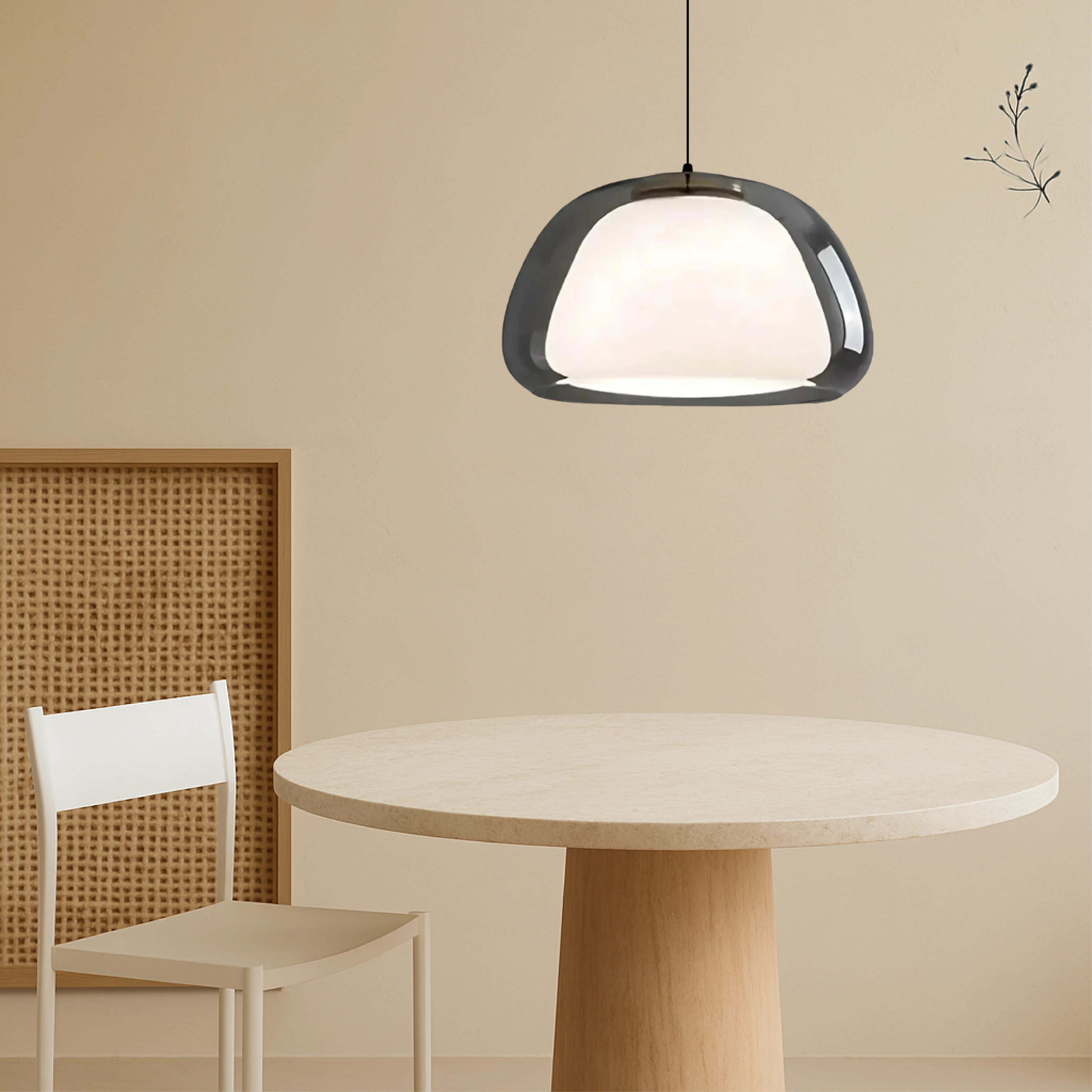Pendant lamp with double glass jelly shaped shade - Image 6