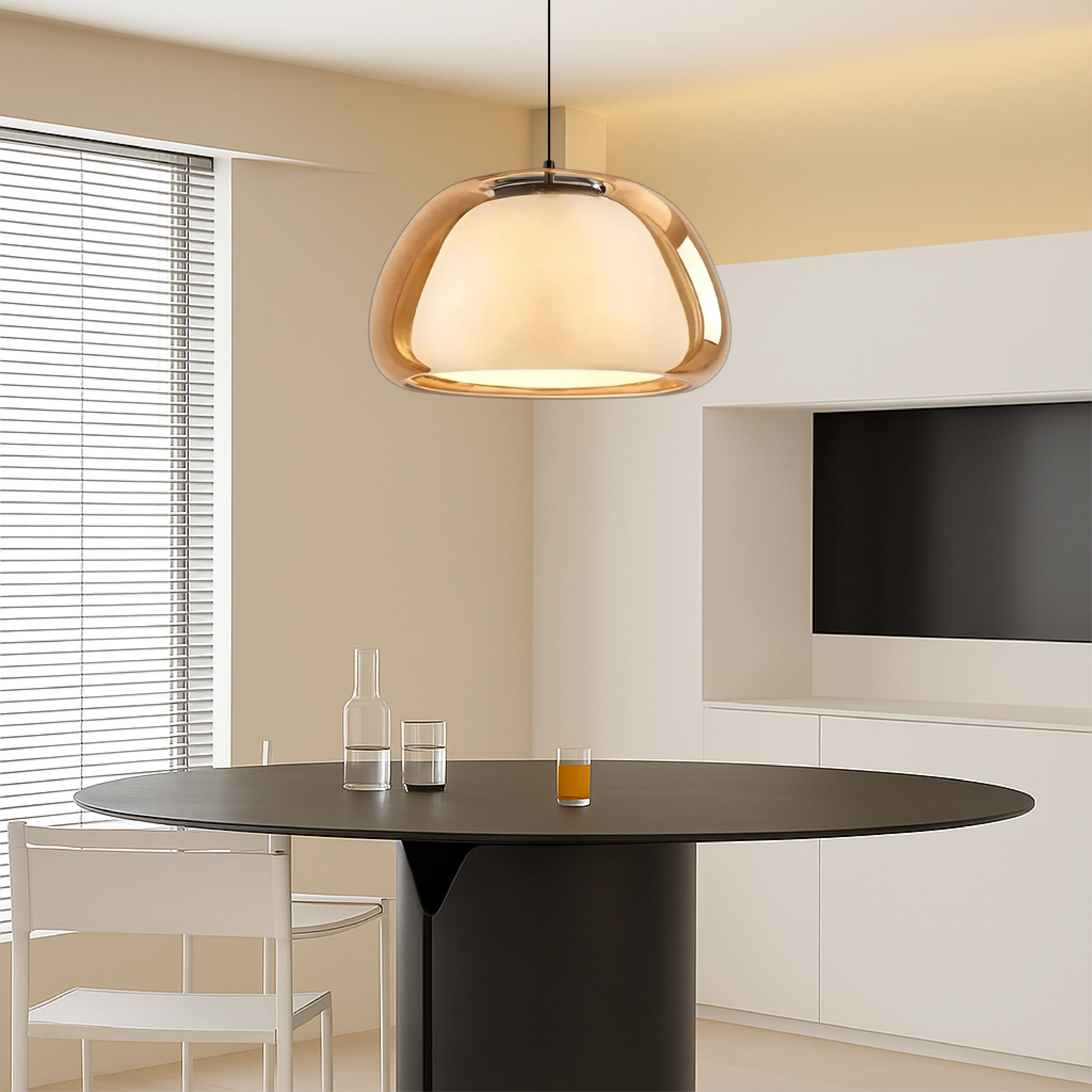 Pendant lamp with double glass jelly shaped shade - Image 7