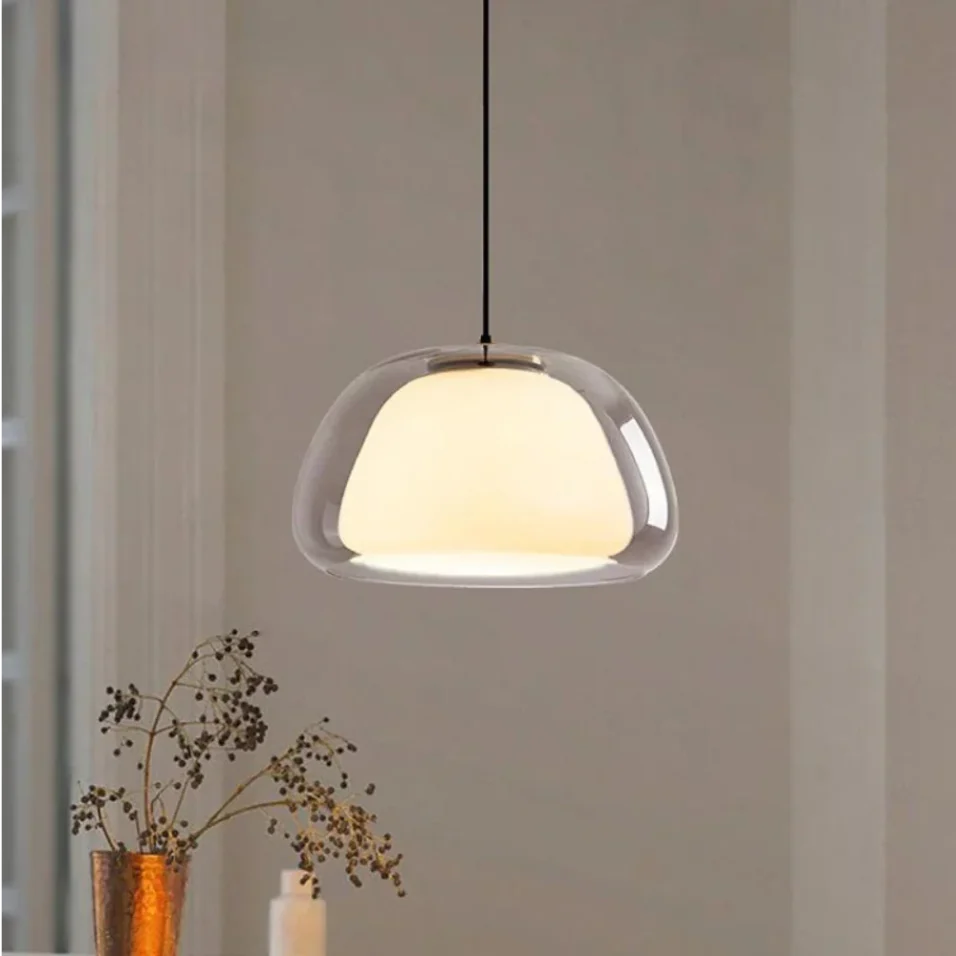 Pendant lamp with double glass jelly shaped shade - Image 8