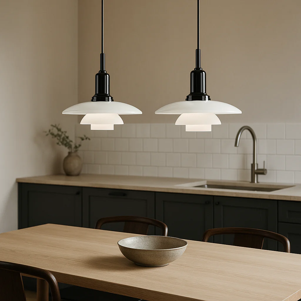 Pendant light with layered opal glass shade - Image 3