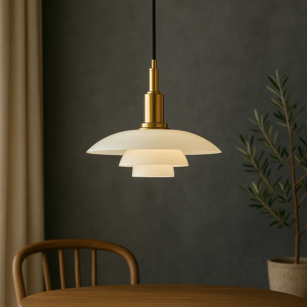 Pendant light with layered opal glass shade - Image 4
