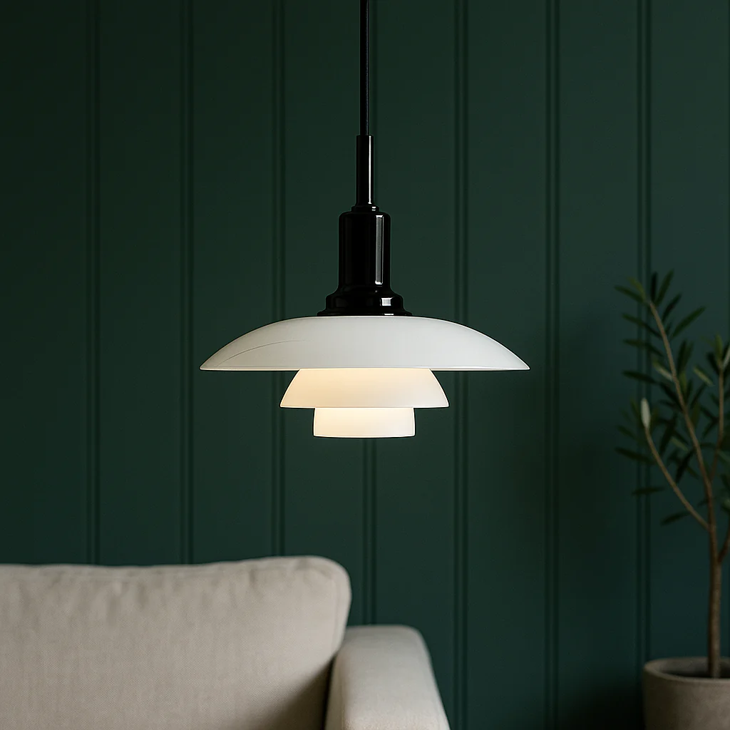 Pendant light with layered opal glass shade - Image 5