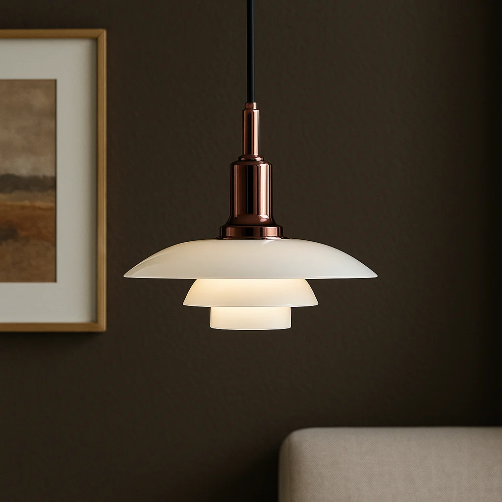 Pendant light with layered opal glass shade - Image 6