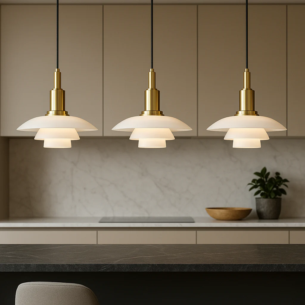 Pendant light with layered opal glass shade - Image 7