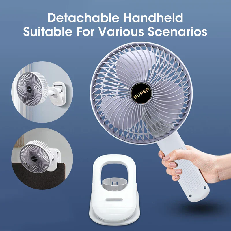 Portable Handheld Fan with Detachable Base and Wall Mount - Image 3