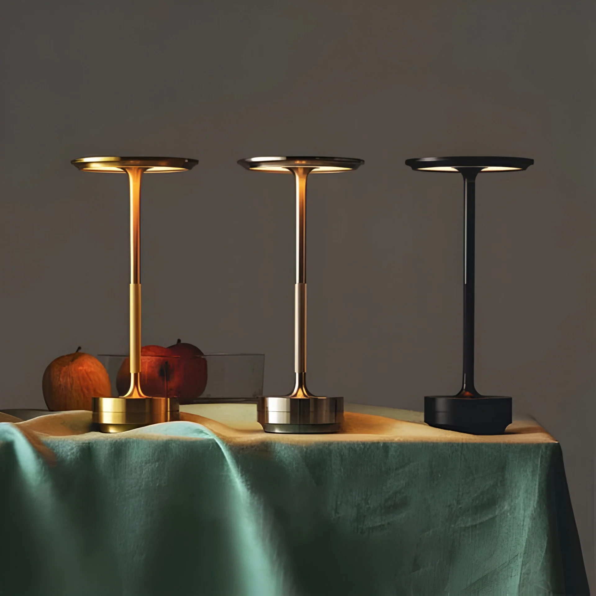 Rechargeable LED Table Lamp with Disc Light Head and Metal Base - Image 10