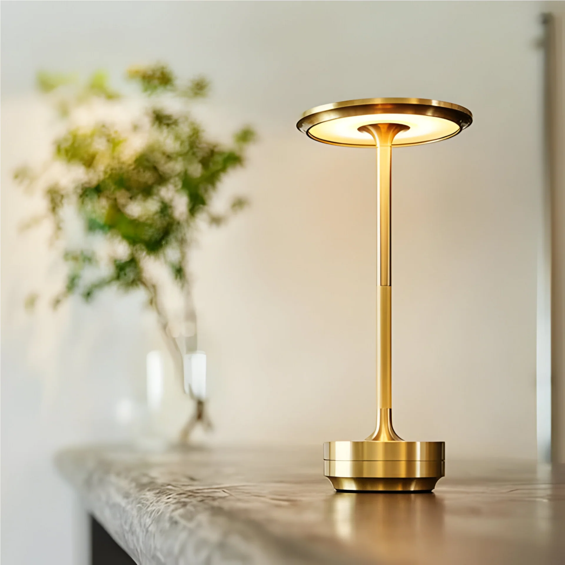 Rechargeable LED Table Lamp with Disc Light Head and Metal Base - Image 6