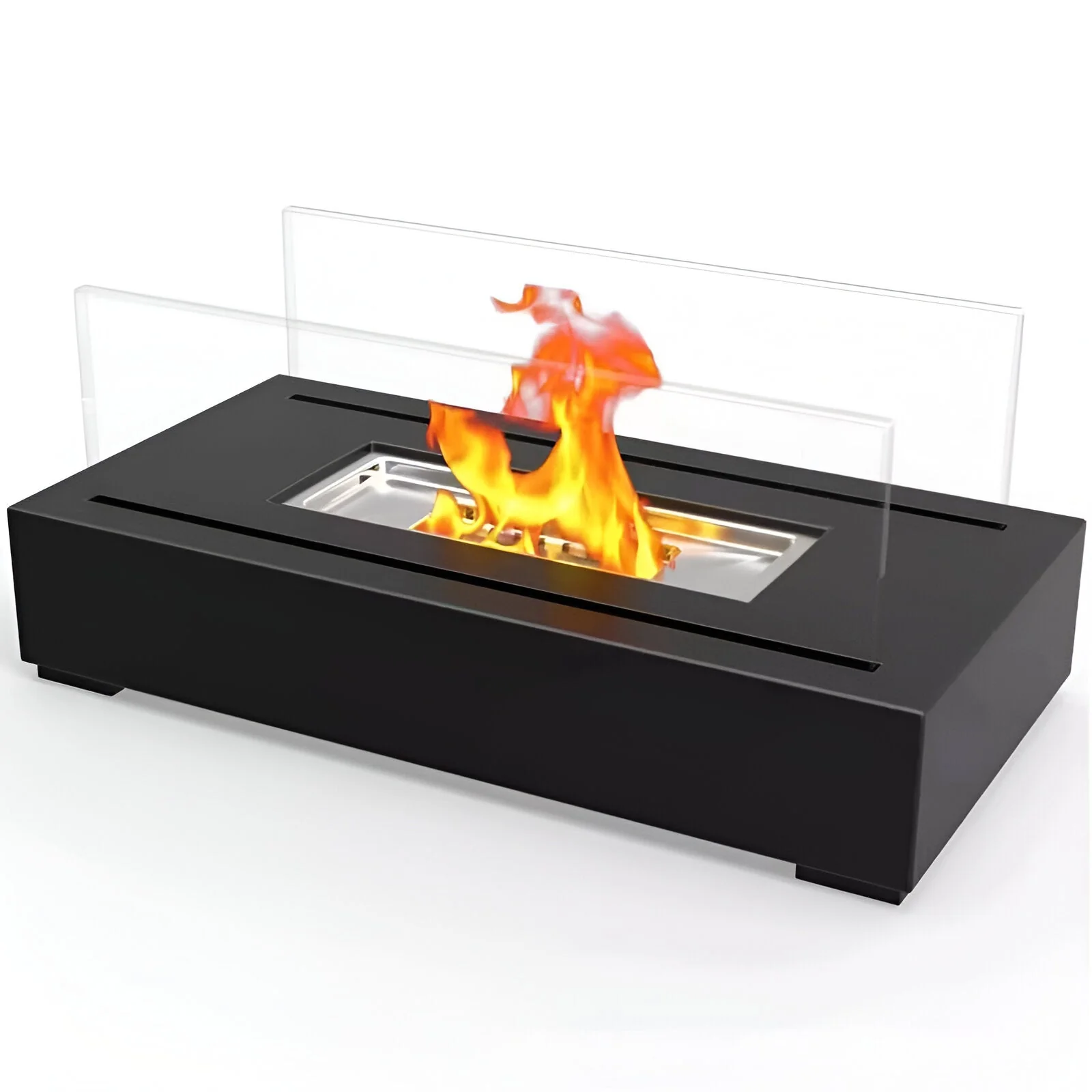 Rectangular Tabletop Bioethanol Fireplace with Glass Panels - Image 10