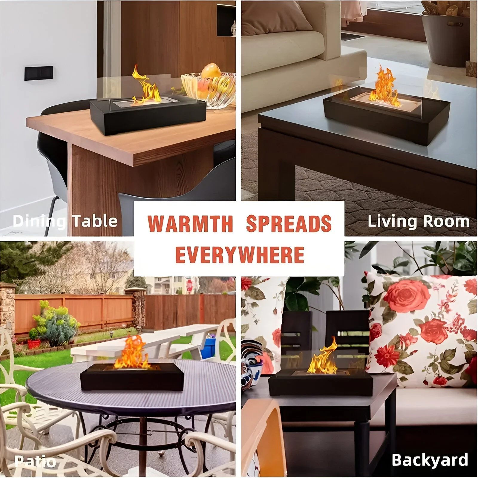 Rectangular Tabletop Bioethanol Fireplace with Glass Panels - Image 8