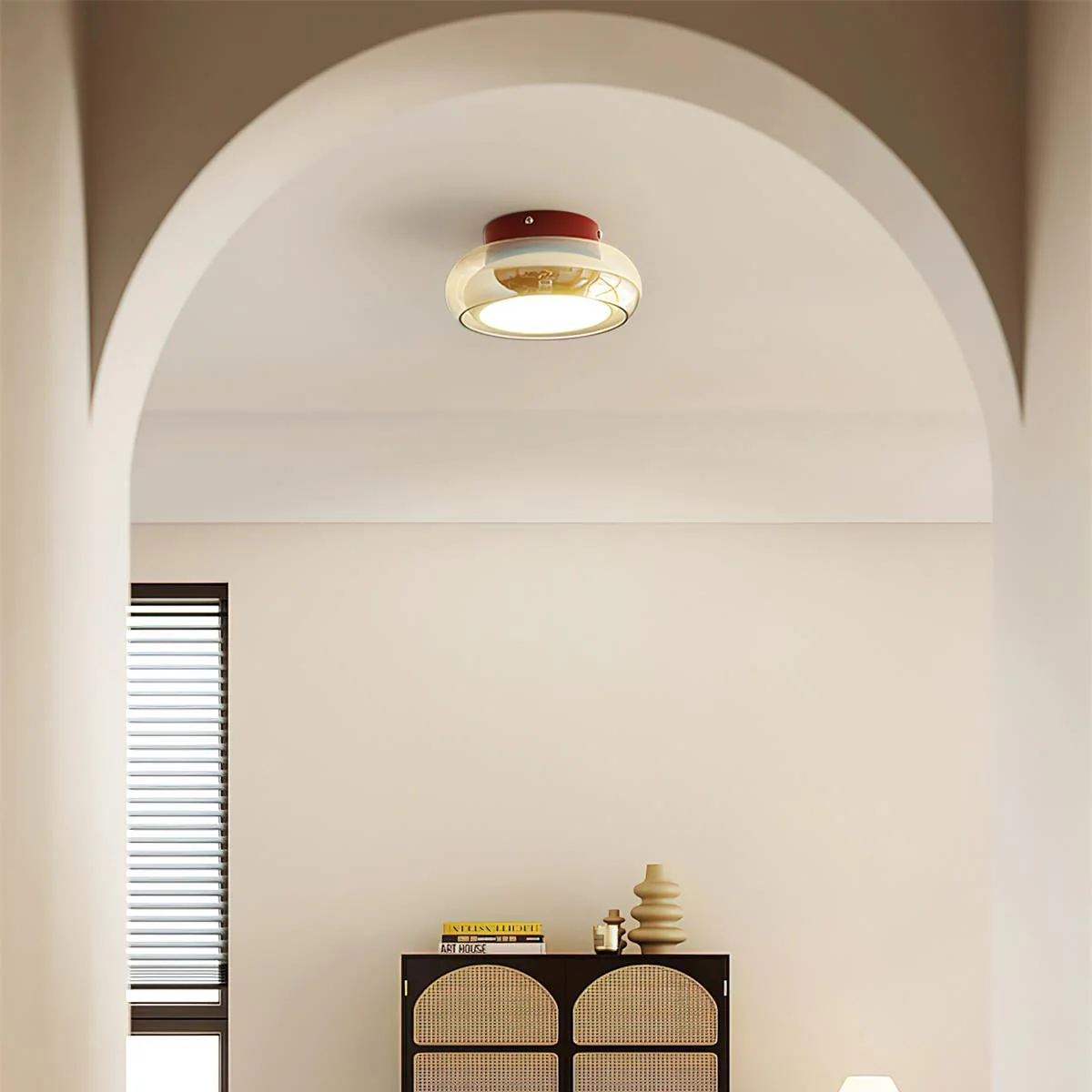 Retro Amber Glass Flush Mount Ceiling Light - Image 3