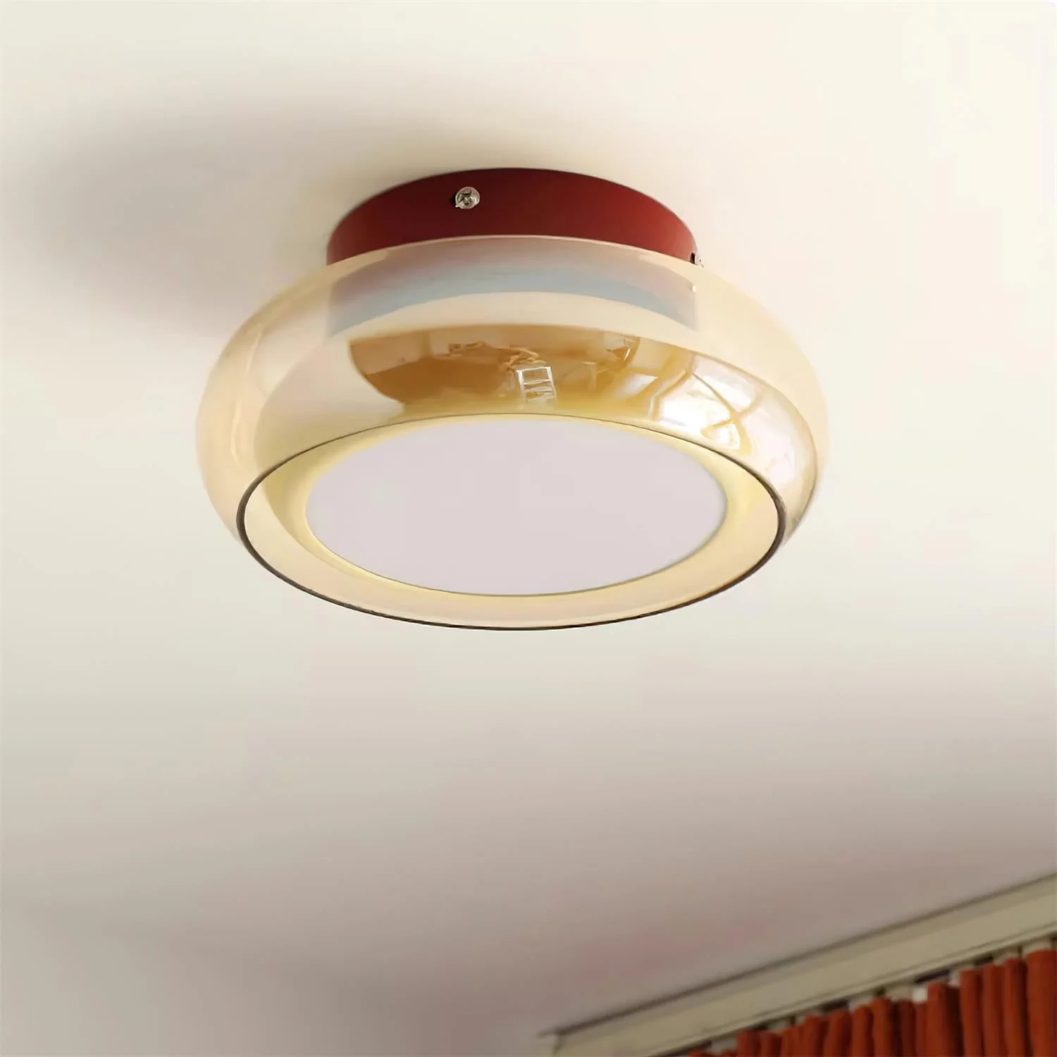 Retro Amber Glass Flush Mount Ceiling Light - Image 7