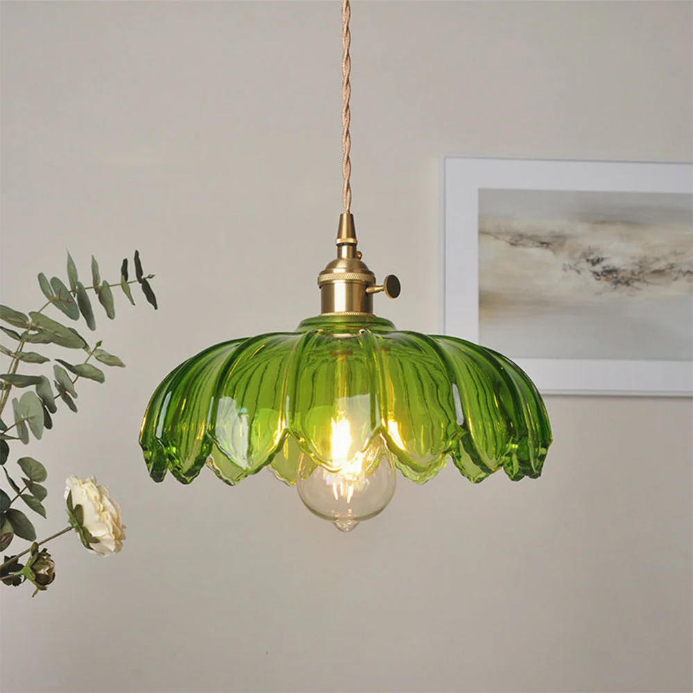Retro Blossom-Shaped Glass Ceiling Pendant