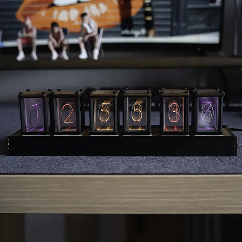Retro Style Nixie Tube Table Clock with Six Digit Display