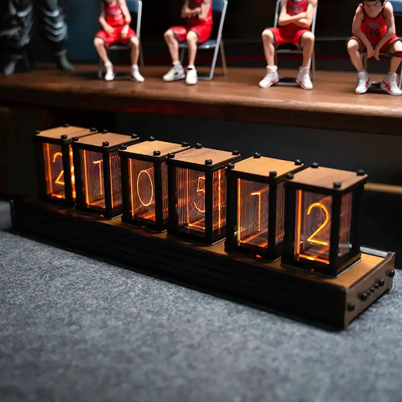 Retro Style Nixie Tube Table Clock with Six Digit Display - Image 2