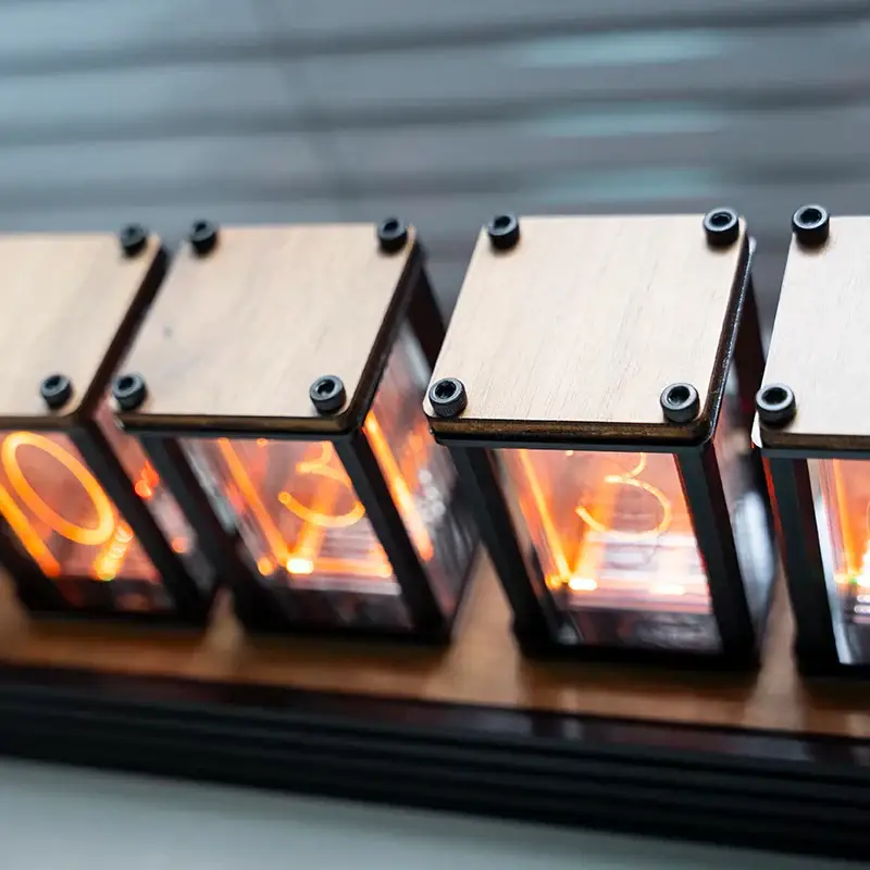 Retro Style Nixie Tube Table Clock with Six Digit Display - Image 3