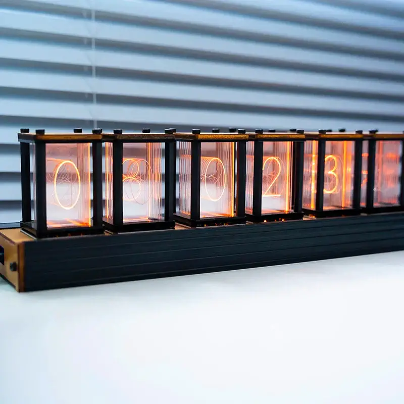 Retro Style Nixie Tube Table Clock with Six Digit Display - Image 5