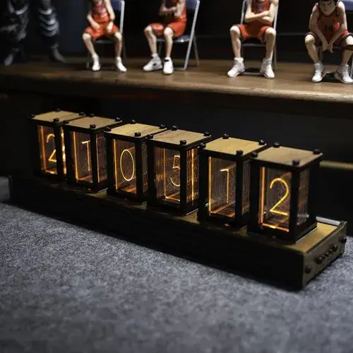 Retro Style Nixie Tube Table Clock with Six Digit Display - Image 7