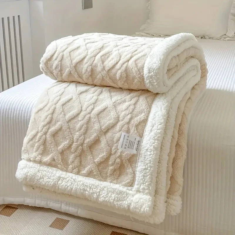 Reversible textured blanket with geometric pattern - Image 7