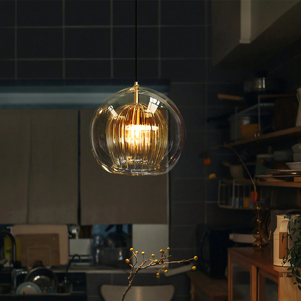 Ribbed Glass Drop Pendant Light - Image 2