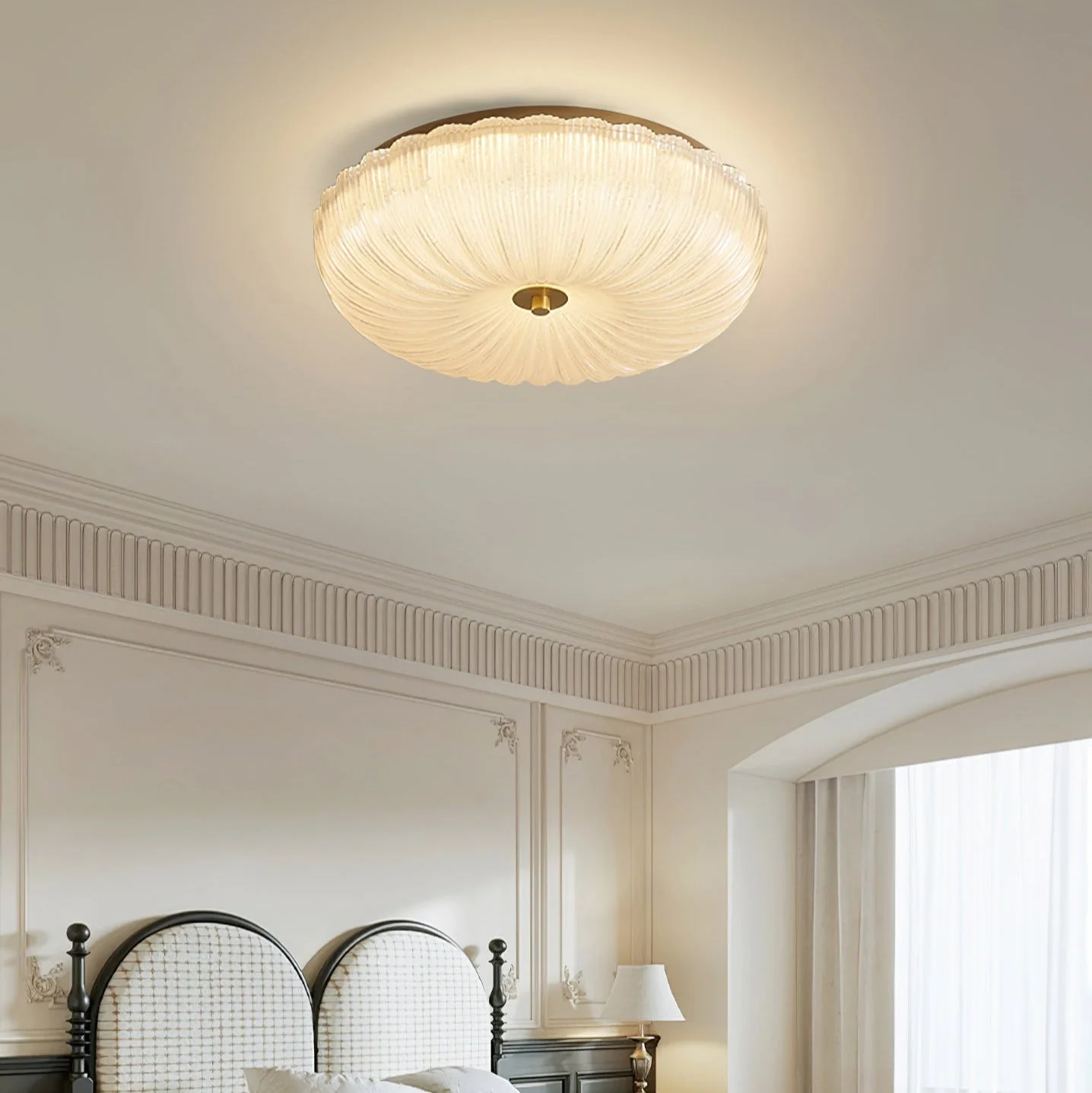 Rippled Glass Flush Mount Ceiling Light - Image 3