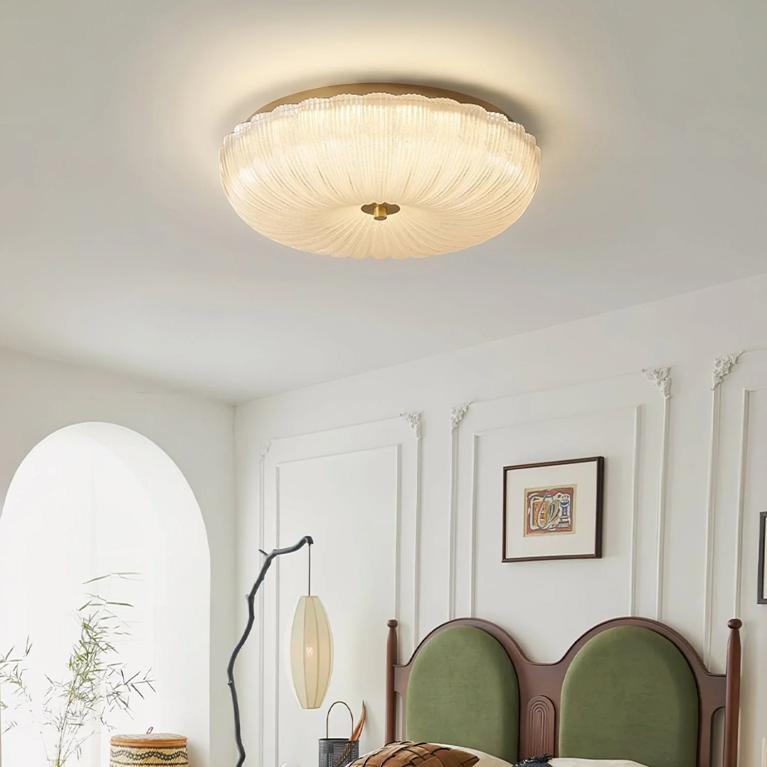 Rippled Glass Flush Mount Ceiling Light - Image 4