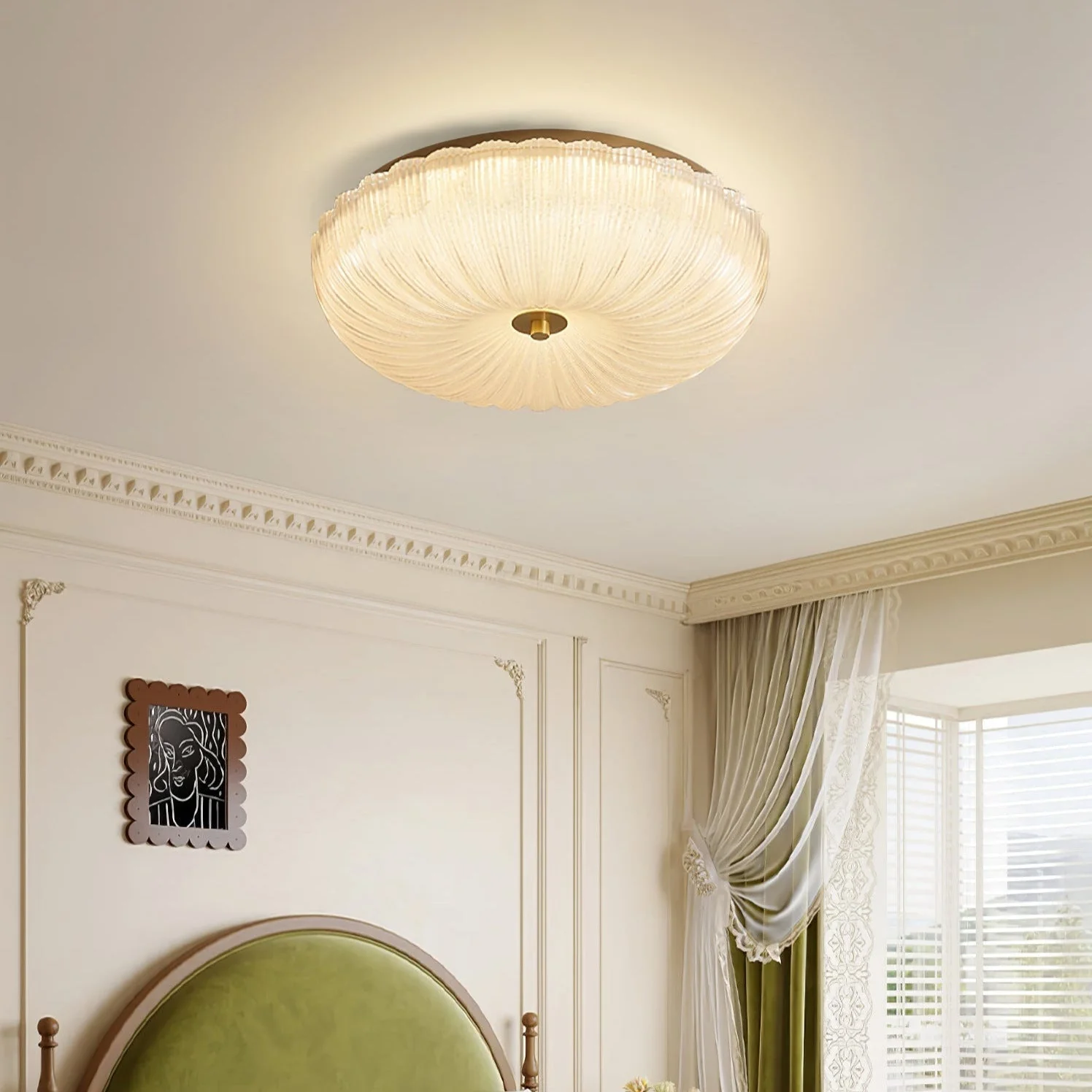 Rippled Glass Flush Mount Ceiling Light - Image 5
