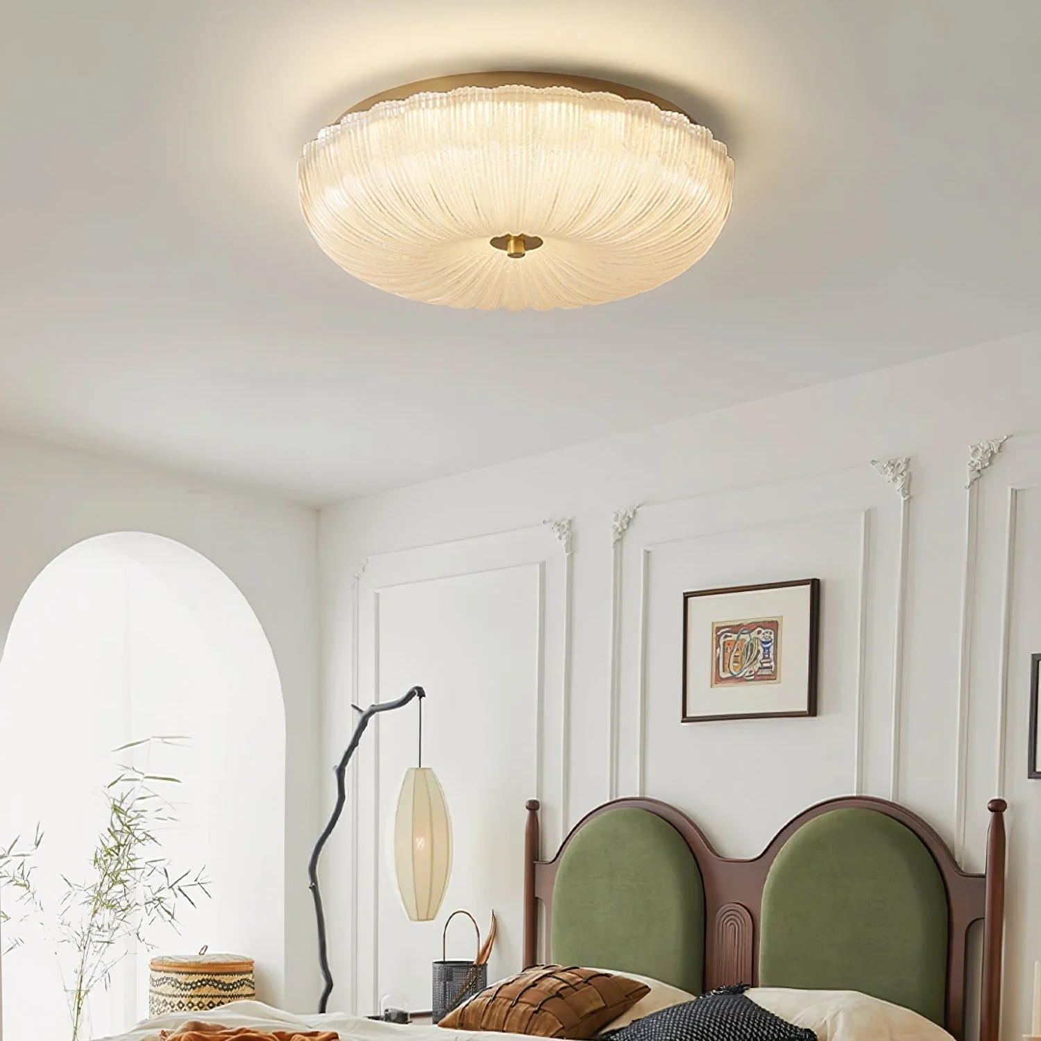 Rippled Glass Flush Mount Ceiling Light - Image 6