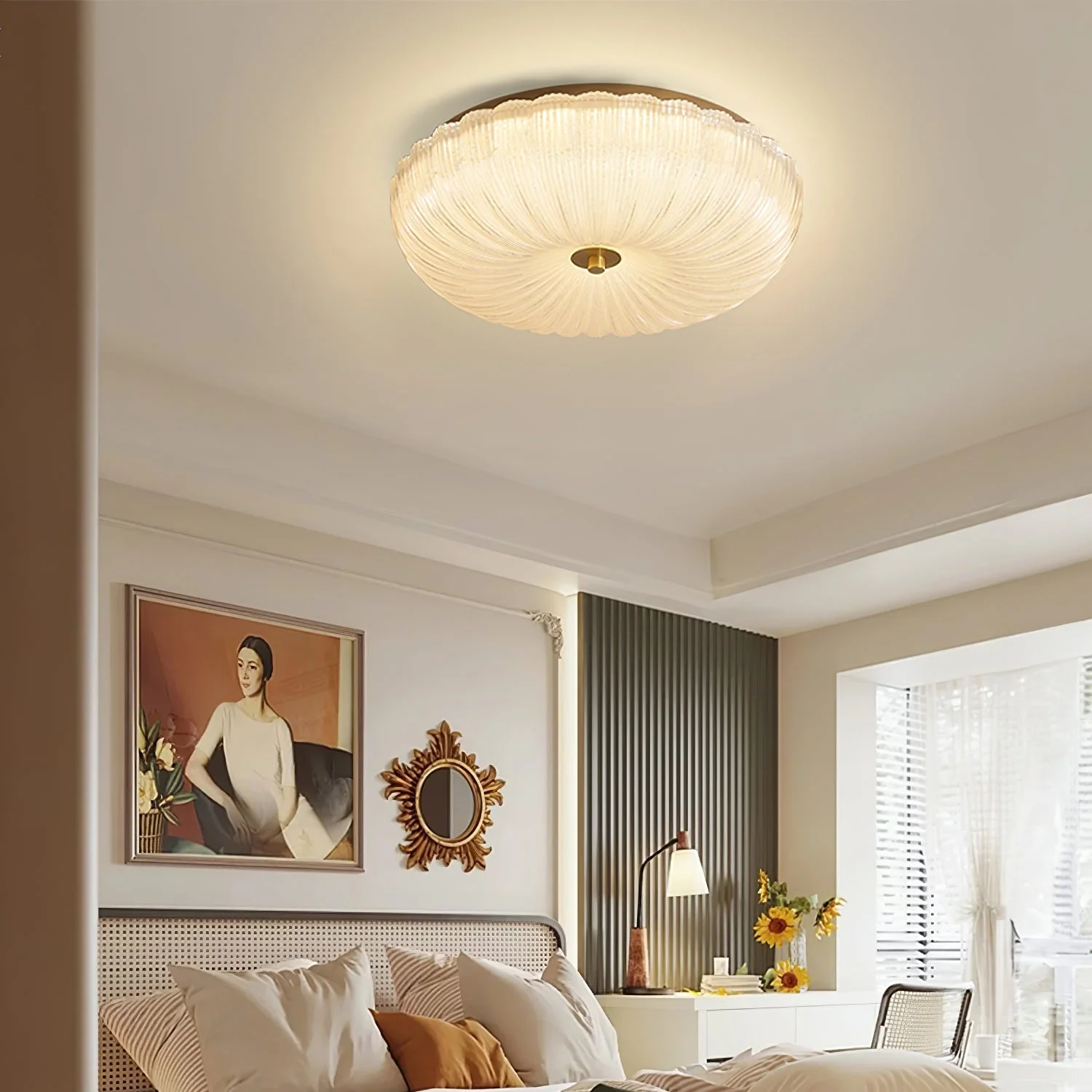 Rippled Glass Flush Mount Ceiling Light - Image 8