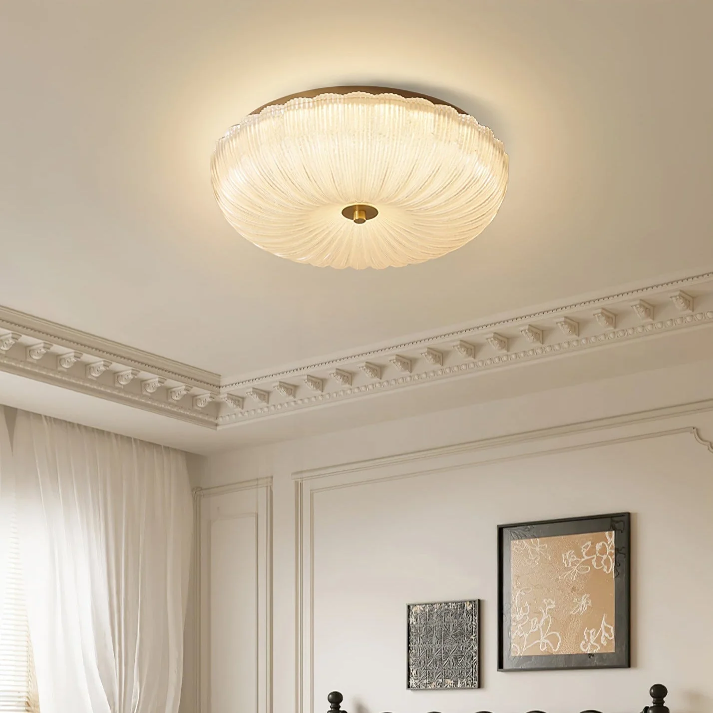 Rippled Glass Flush Mount Ceiling Light - Image 9