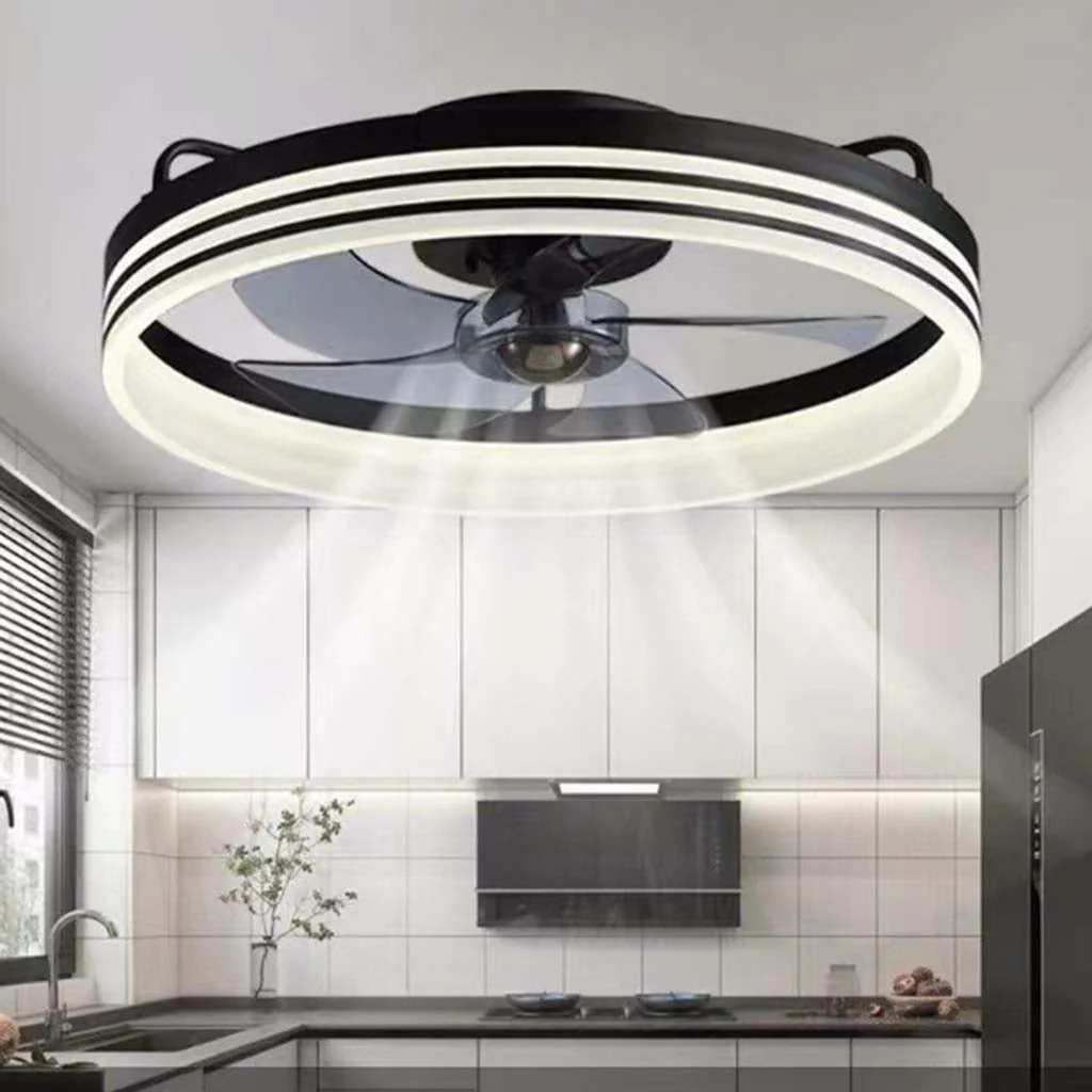 Round Ceiling Fan Light with LED Ring and Three Blades - Image 2
