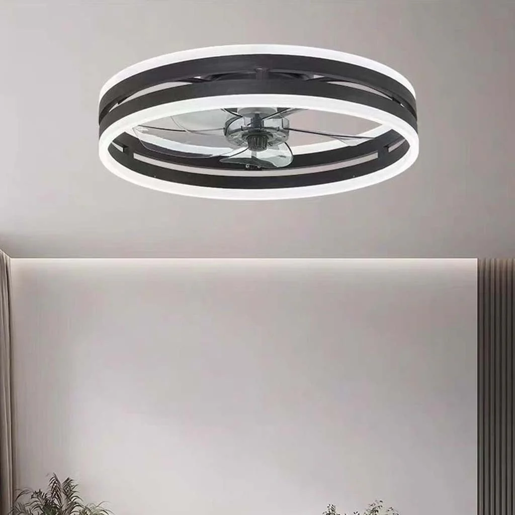 Round Ceiling Fan Light with LED Ring and Three Blades - Image 3