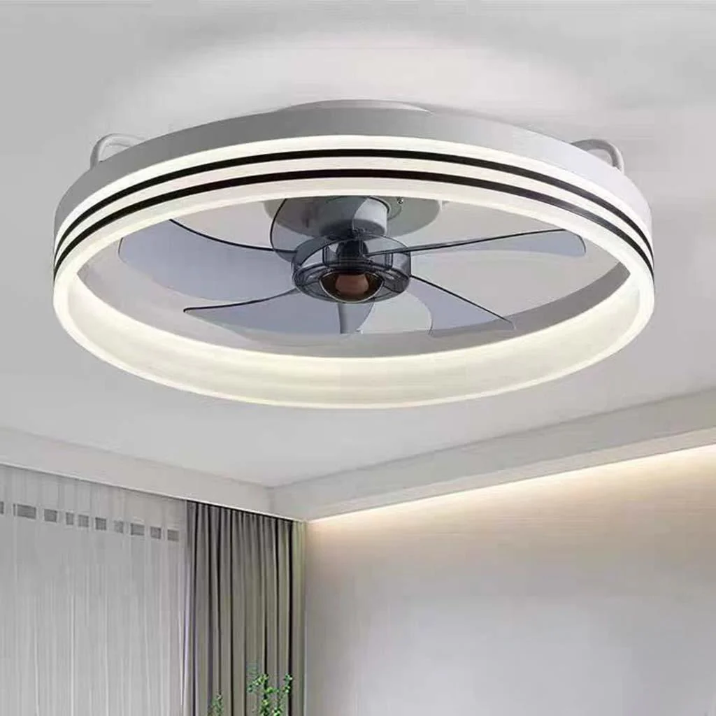 Round Ceiling Fan Light with LED Ring and Three Blades - Image 4