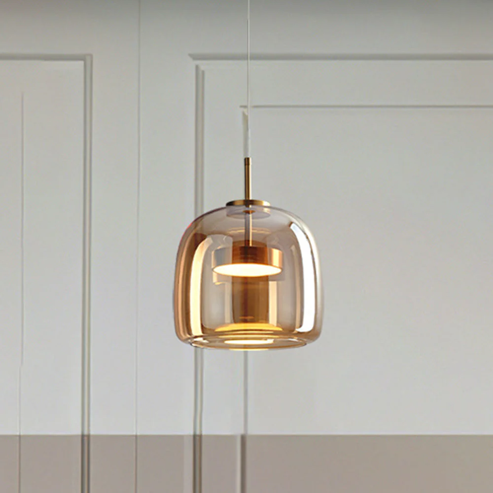 Round Clear Glass Pendant Lamp with Brass Fitting - Image 4