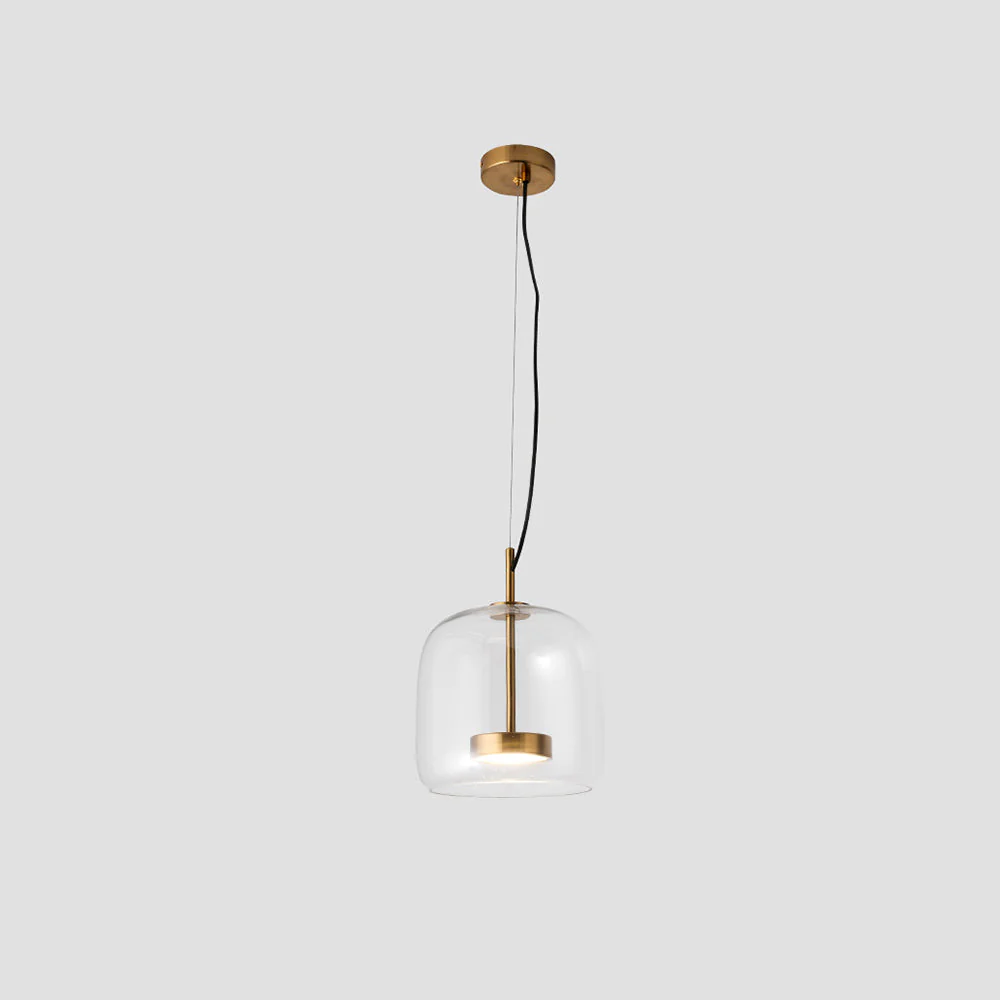 Round Clear Glass Pendant Lamp with Brass Fitting - Image 7