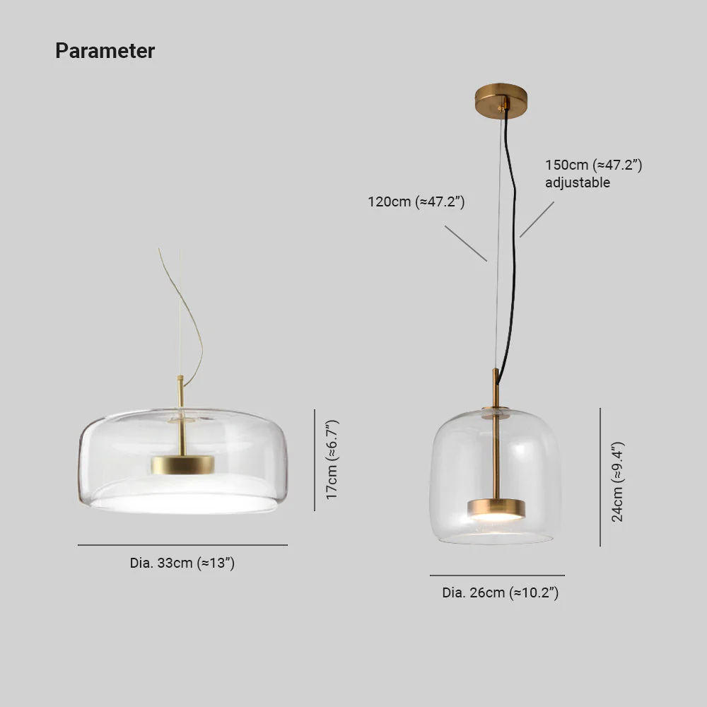 Round Clear Glass Pendant Lamp with Brass Fitting - Image 8