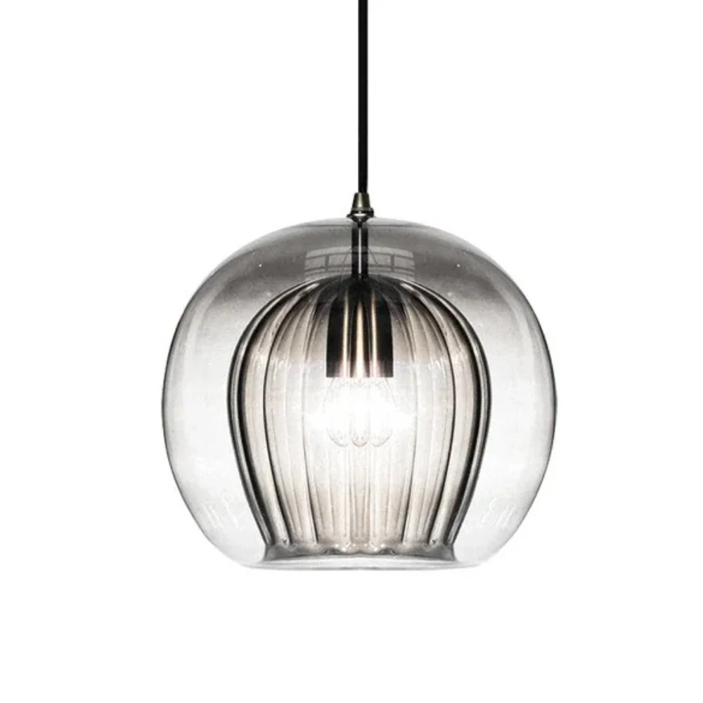 Round glass ceiling pendant with brass fitting - Image 10