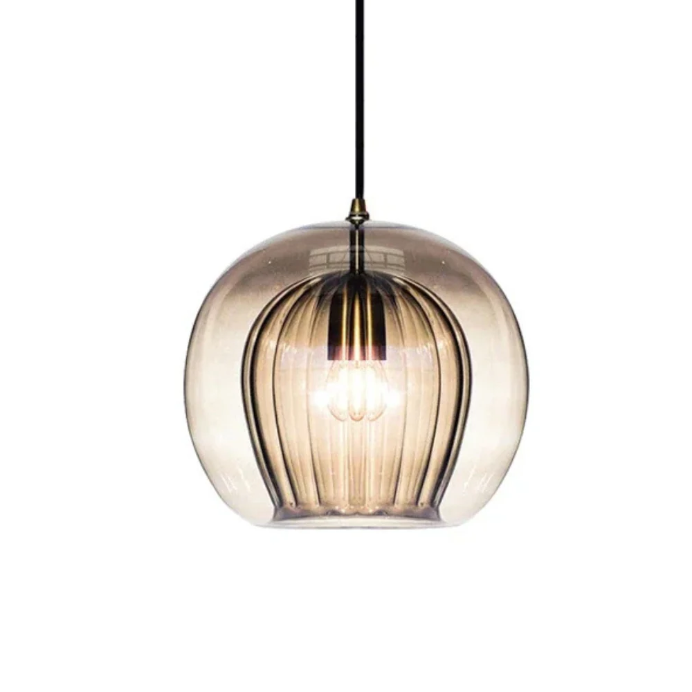 Round glass ceiling pendant with brass fitting - Image 11