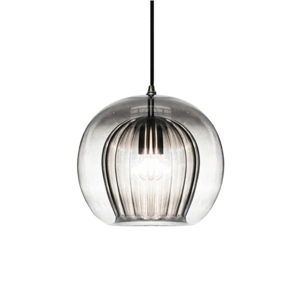 Round glass ceiling pendant with brass fitting - Image 12
