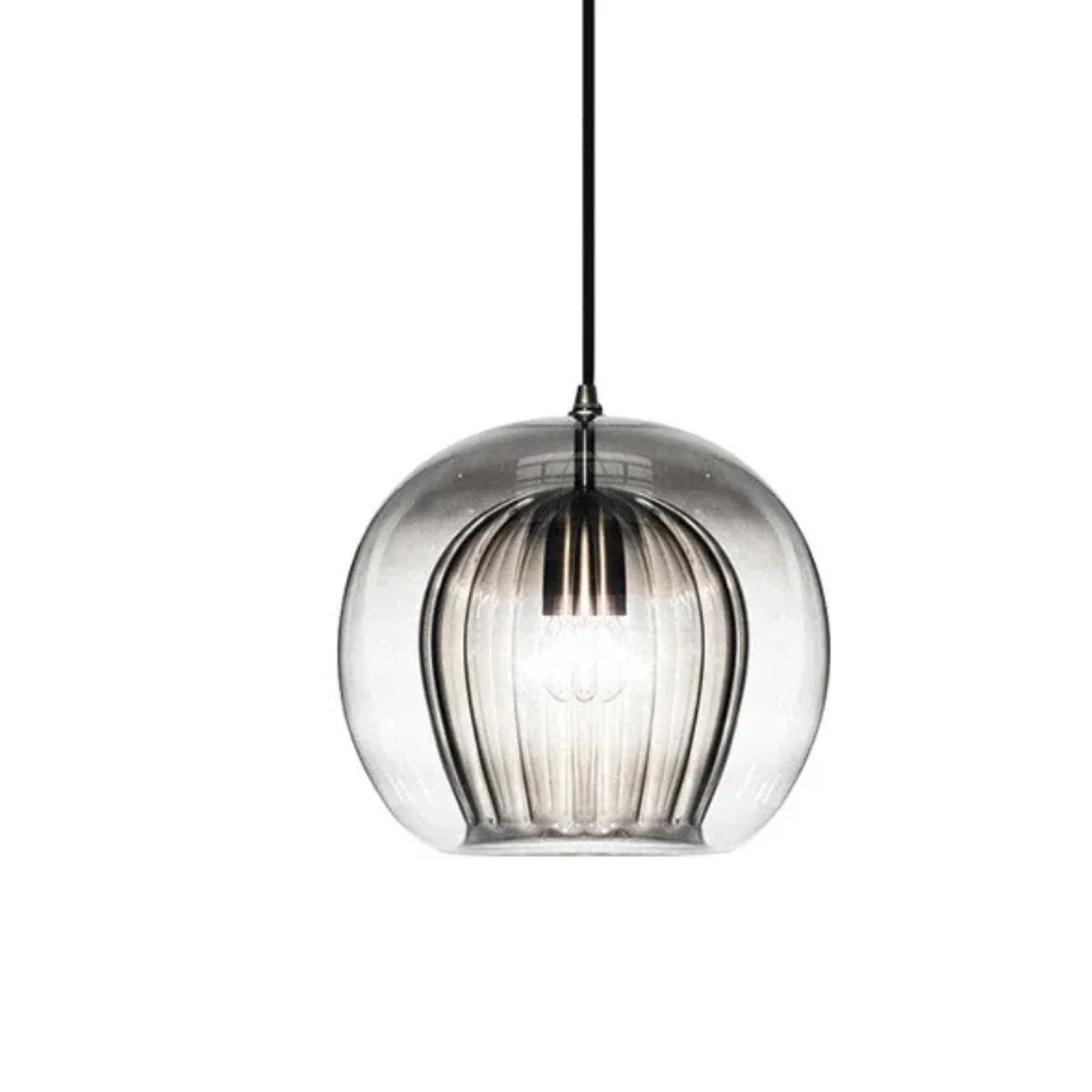 Round glass ceiling pendant with brass fitting - Image 13