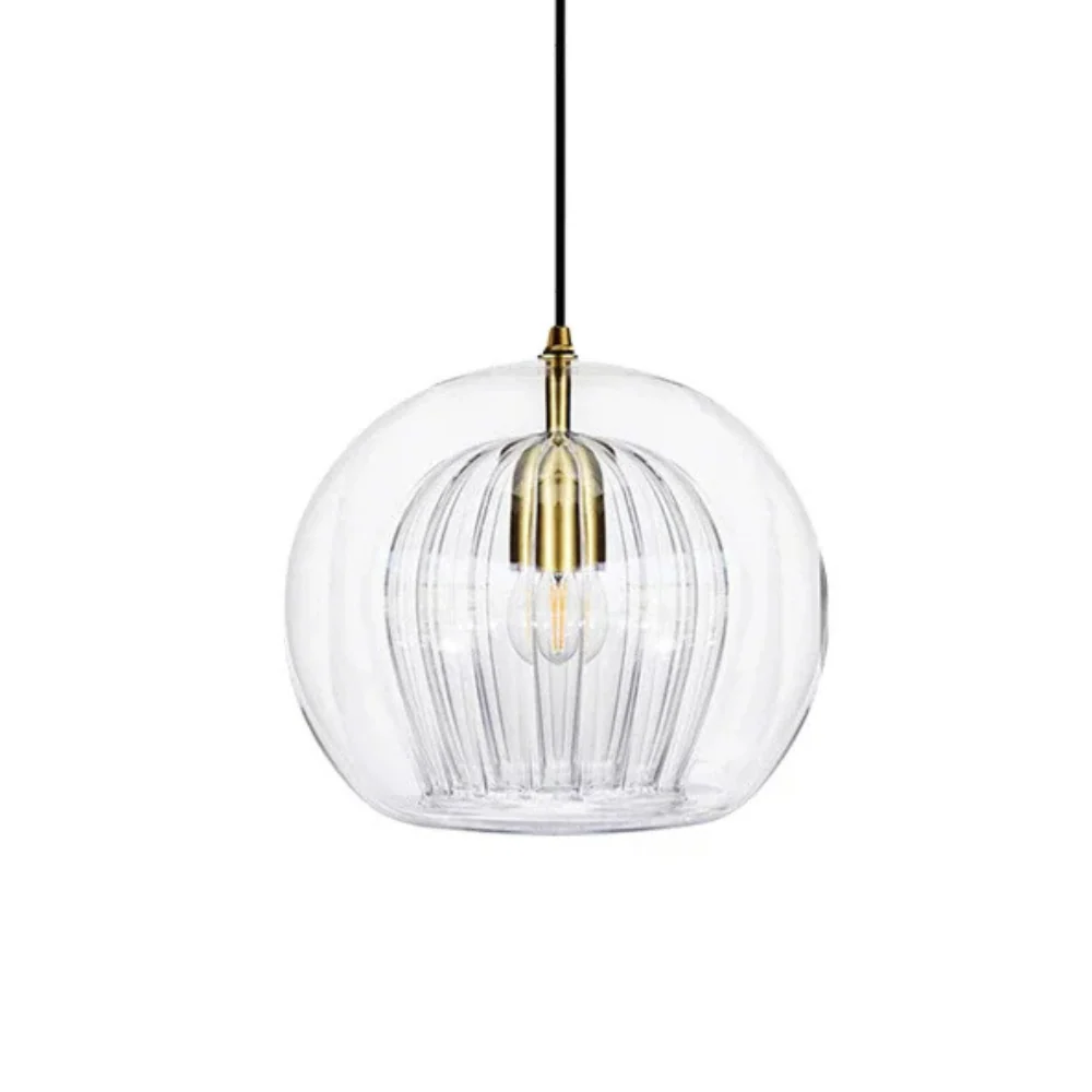Round glass ceiling pendant with brass fitting - Image 14