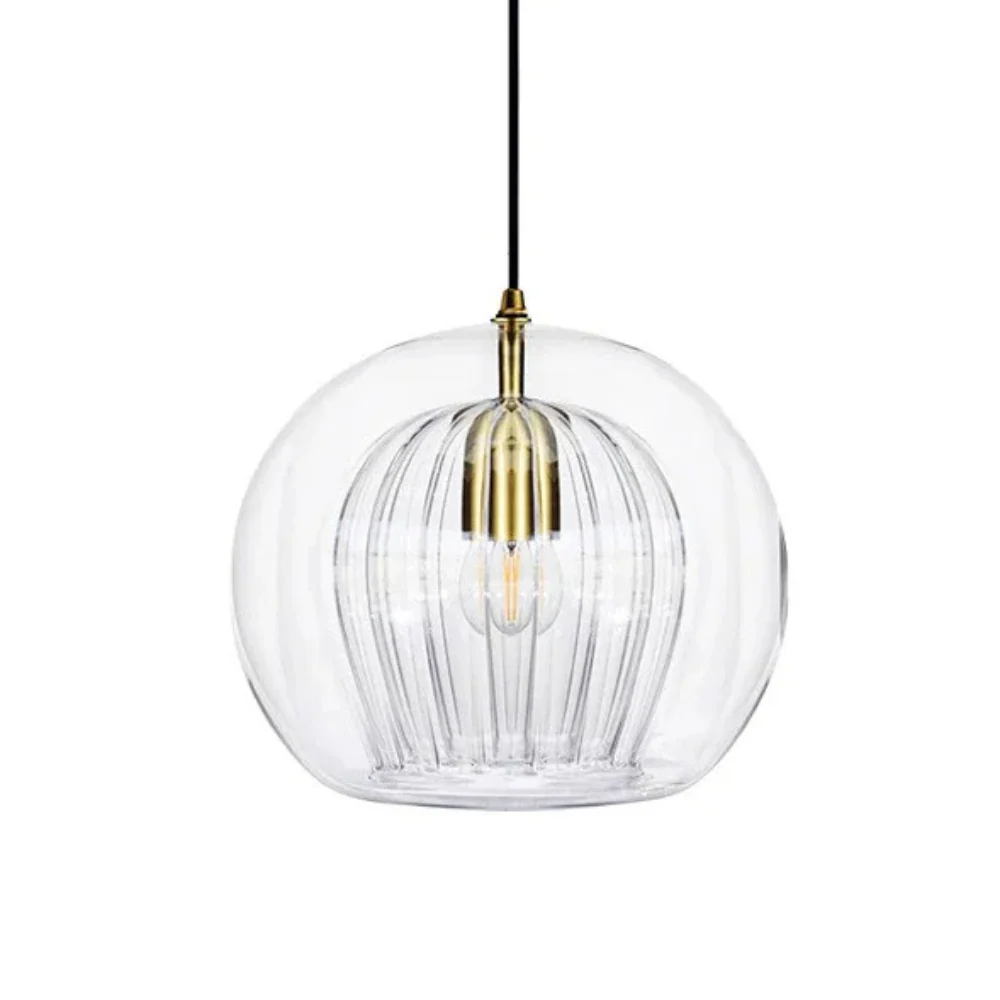 Round glass ceiling pendant with brass fitting - Image 15