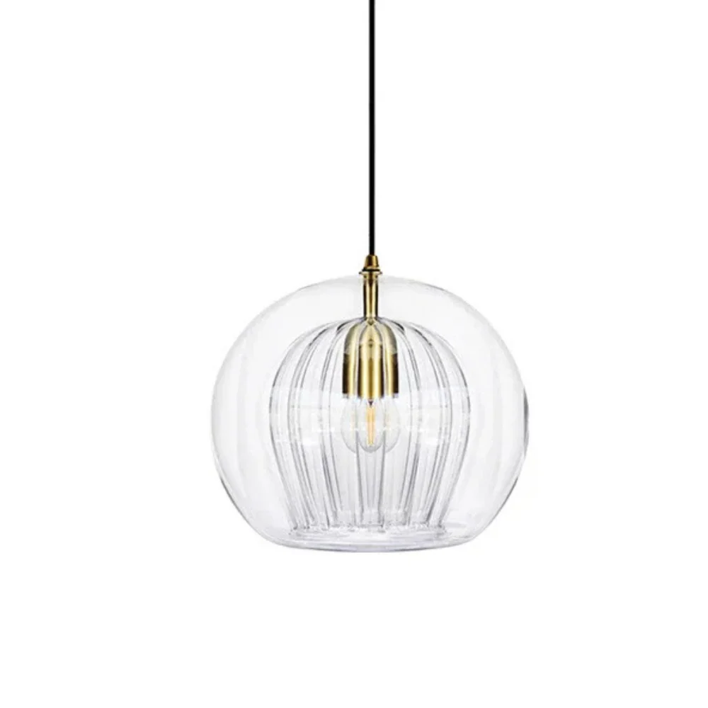 Round glass ceiling pendant with brass fitting - Image 16