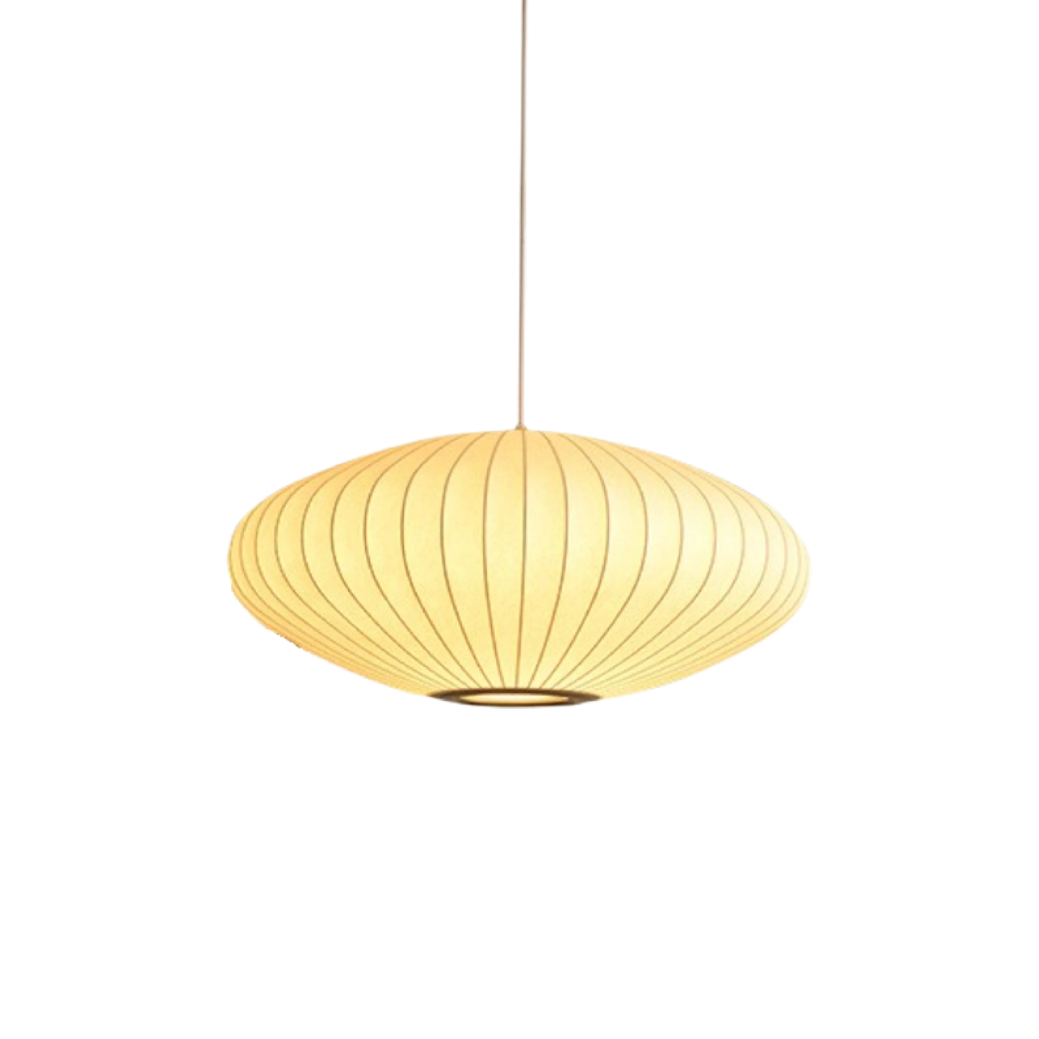 Round lantern pendant lamp with pleated fabric shade - Image 8