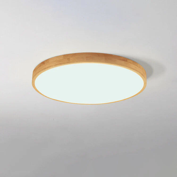 Round LED Flush Ceiling Light with Wooden Frame - Image 10