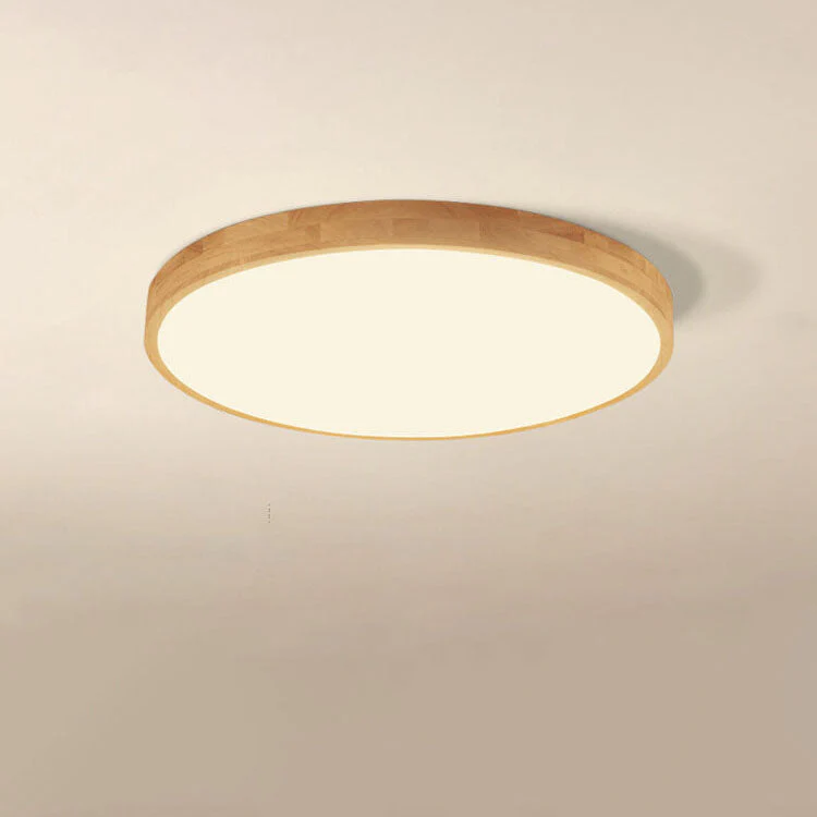 Round LED Flush Ceiling Light with Wooden Frame - Image 11