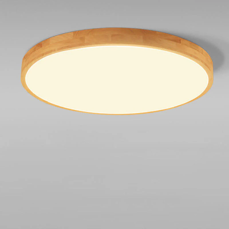 Round LED Flush Ceiling Light with Wooden Frame - Image 12