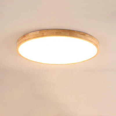 Round LED Flush Ceiling Light with Wooden Frame - Image 13